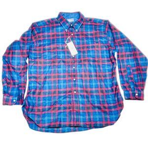 Vintage Pendleton Mens XL Red Blue Plaid Shirt Wool Long Sleeve Woolen Mills